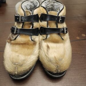 Capitol Made In Canada Real Fur Shoes- Size 7